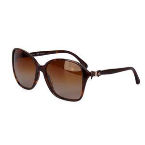 CHANEL Brown Tortoise Square Frame Bow Sunglasses